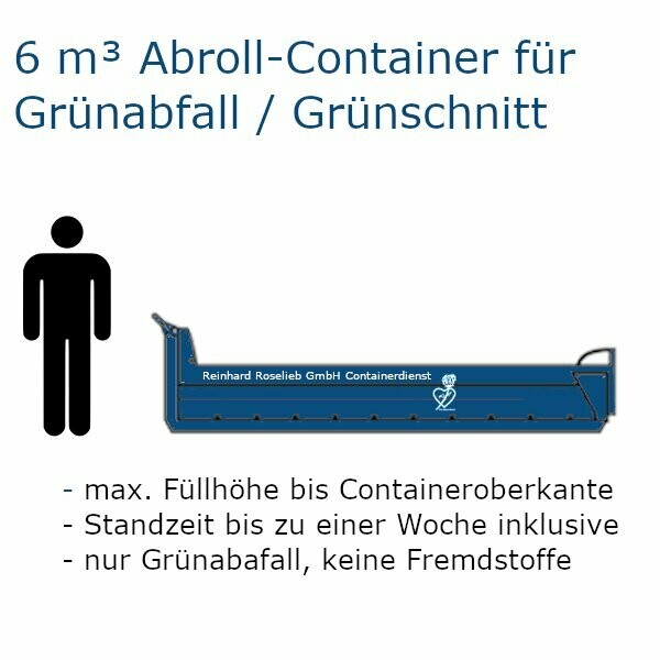 6 m³ Abroll-Container für Grünabfall / Grünschnitt 6 m³ Abroll-Container für Grünabfall / Grünschnitt