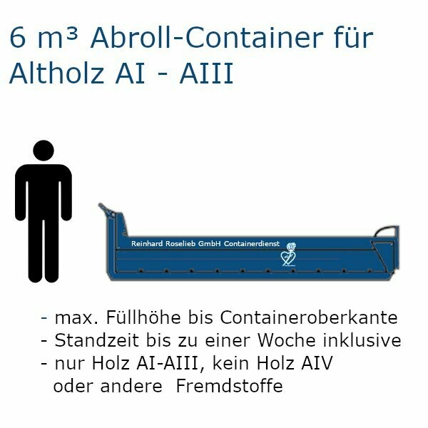6 m³ Abroll-Container für Altholz AI - AIII 6 m³ Abroll-Container für Altholz AI - AIII