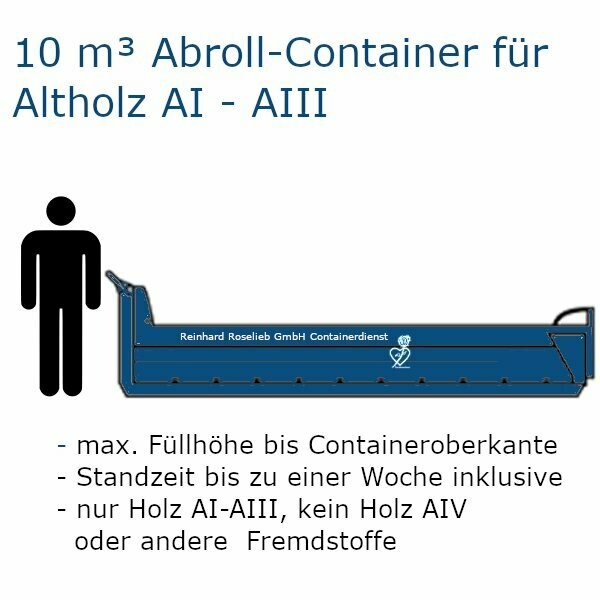 10 m³ Abroll-Container für Altholz AI - AIII 10 m³ Abroll-Container für Altholz AI - AIII