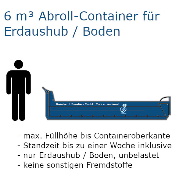 6 m³ Abroll-Container für Erdaushub / Boden 6 m³ Abroll-Container für Erdaushub / Boden