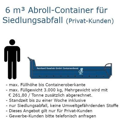 6 m³ Abroll-Container für Siedlungsabfall (Privat-Kunden)