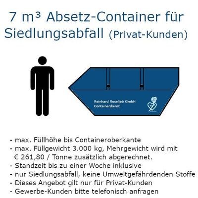 7 m³ Absetz-Mulde für Siedlungsabfall (Privat-Kunden)
