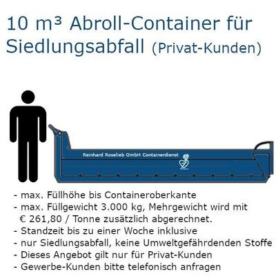 10 m³ Abroll-Container für Siedlungsabfall (nur für Privat-Kunden)