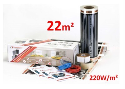 22m² BASIC KIT 220W/m², width 50, 80 and 100cm, Underfloor Heating Film for Laminate &amp; Wood