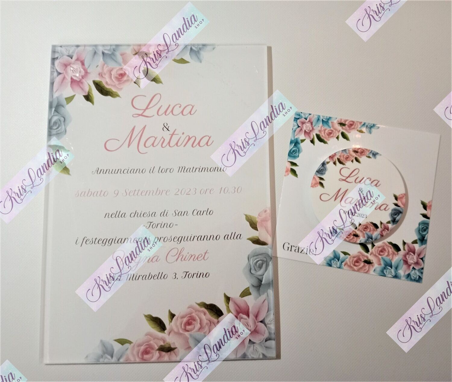 PARTECIPAZIONE FIORI ROSA E BLU