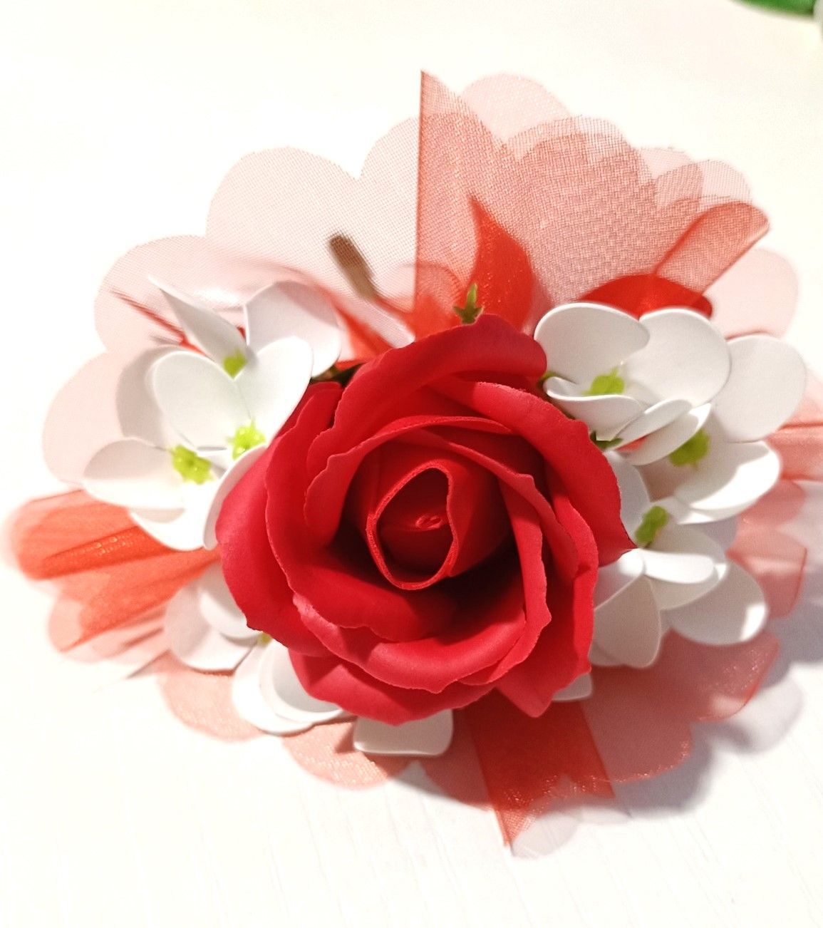 SEGNAPOSTO ROSA DI SAPONE CON FIOCCO E TAG - tipo 4 -