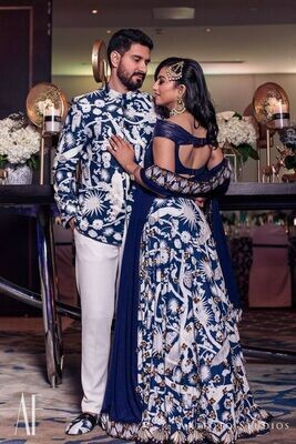 Blue Couple Wedding Dress