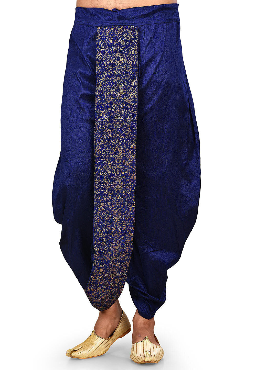 Blue Embroidered Silk Dhoti