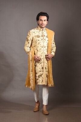 Cream Indo Western Sherwani