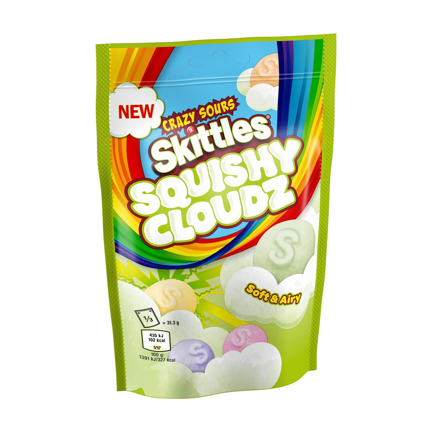 SKITTLES SOUR SQUISHY CLOUDS 100g Bag ( Product of the U.K) 