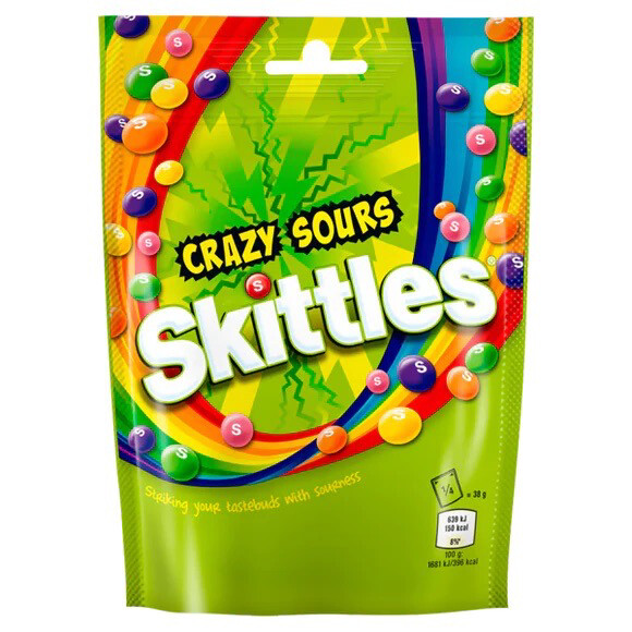 Vegan SKITTLES CRAZY SOURS 136g Bag (Product of U.K) 