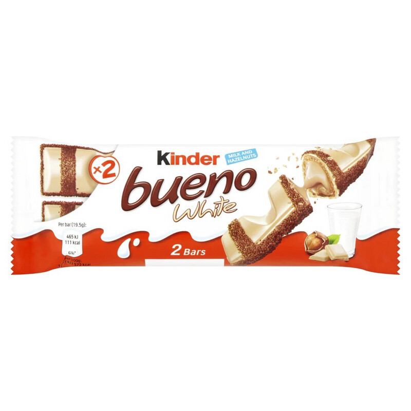 KINDER BUENO WHITE CHOCOLATE 43g Bar KINDER BUENO WHITE CHOCOLATE 43g Bar