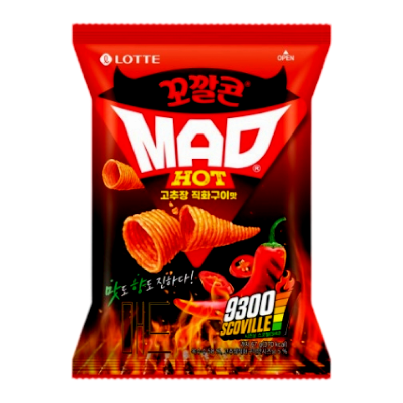 LOTTE MAD HOT 9300 SCOVILLE POPPING CORN CHIPS