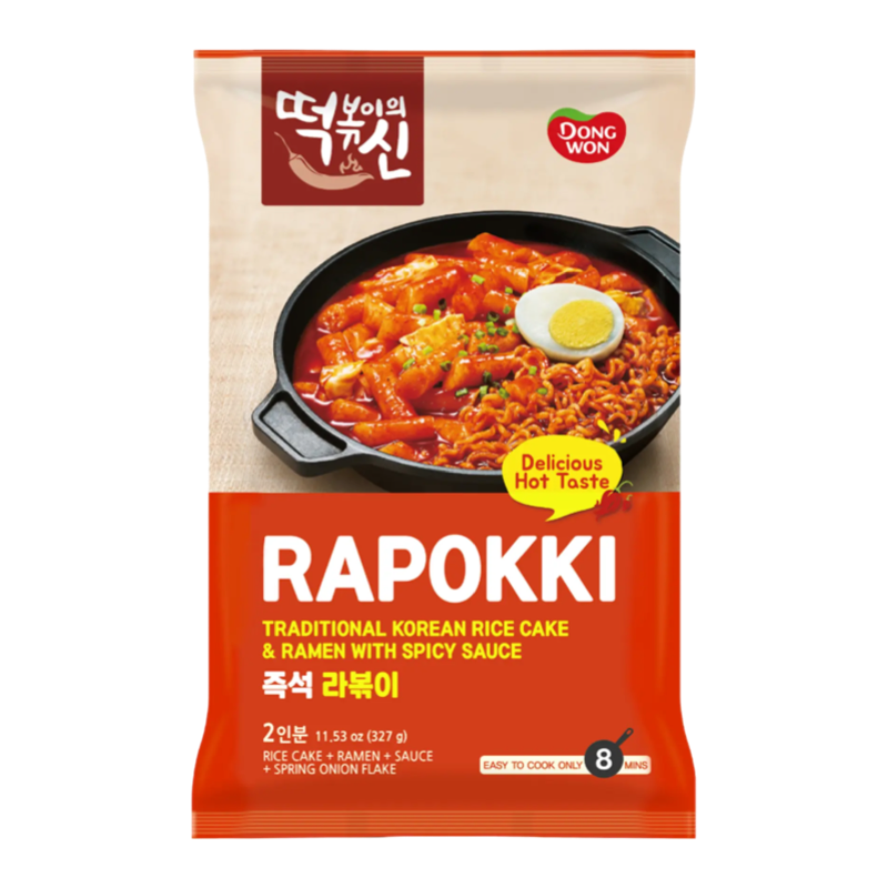 DONG WON Spicy Rapokki (Rice cake +Ramen) 327g Package (Product of Korea)  