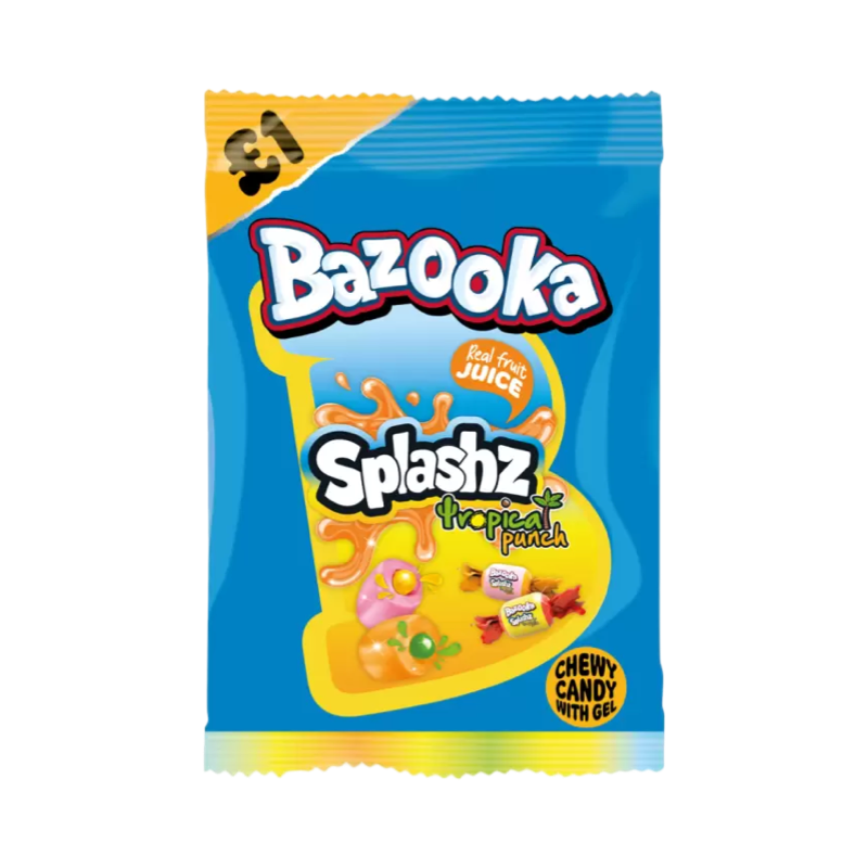 BAZOOKA - Tropical Punch Splashz Candy 120g Bag (Product of U.K) BAZOOKA - Tropical Punch Splashz Candy 120g Bag (Product of U.K)