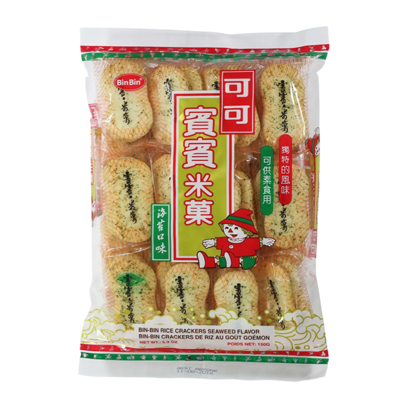 BIN BIN SEAWEED RICE CRACKERS 150g Bag (Product of Japan) 