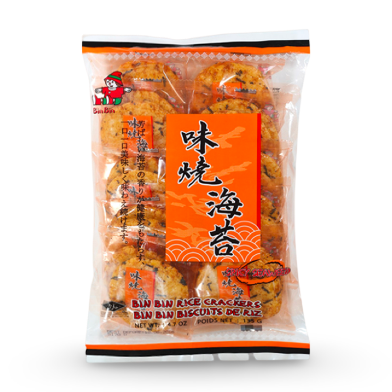BIN BIN SPICY RICE CRACKERS 135g Bag (Product of Japan) BIN BIN SPICY RICE CRACKERS 135g Bag (Product of Japan)