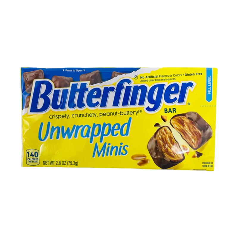 BUTTERFINGER UNWRAPPED MINIS 2.8oz Theatre Box BUTTERFINGER UNWRAPPED MINIS 2.8oz Theatre Box