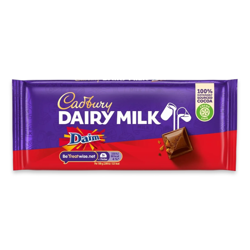 CADBURY DAIRY MILK DAIM BAR 120g (Product of U.K) CADBURY DAIRY MILK DAIM BAR 120g (Product of U.K)