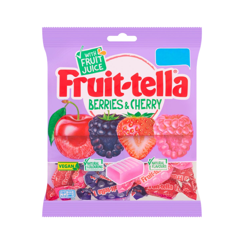FRUIT-TELLA VEGAN BERRIES & CHERRY MIX 135g Bag (Product of U.K) FRUIT-TELLA VEGAN BERRIES & CHERRY MIX 135g Bag (Product of U.K)