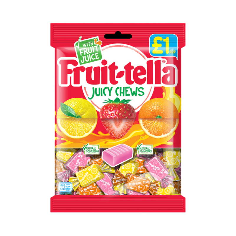FRUIT-TELLA VEGAN JUICY CHEWS MIX 135g Bag (Product of U.K) FRUIT-TELLA VEGAN JUICY CHEWS MIX 135g Bag (Product of U.K)