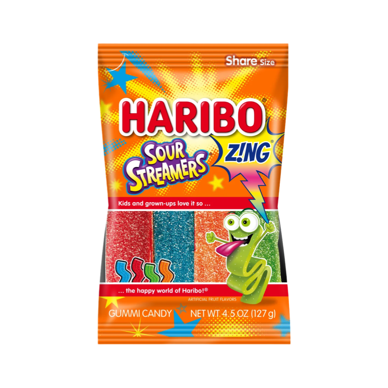 HARIBO GUMMIES “ Zing Sour Streamer “  4.5 Oz