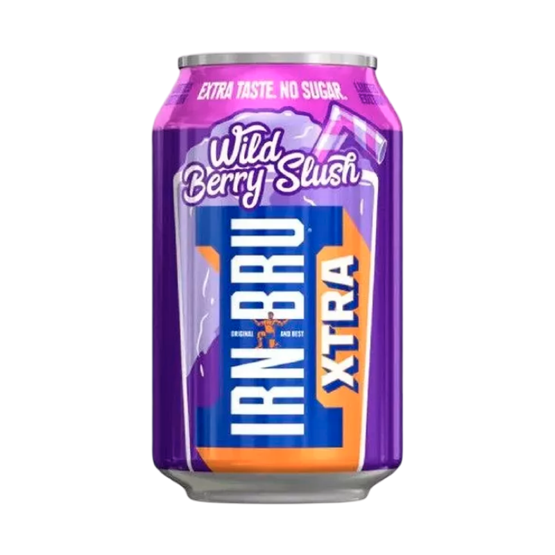 IRON BRU EXTRA 0 SUGAR WILD BERRY SLUSH 330ml Can (Product of Ireland ) 
