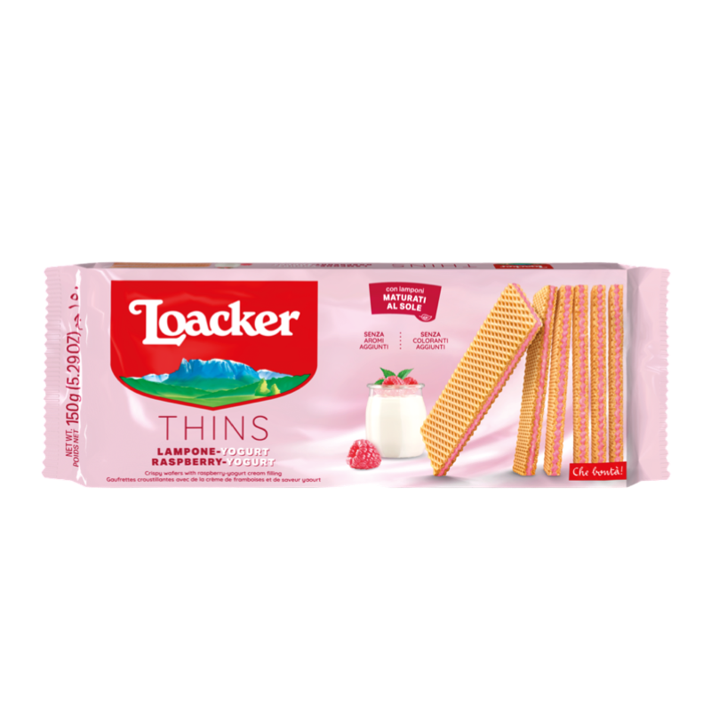 LOACKER THINS RASPBERRY YOGURT 150g (Product of Italy) LOACKER THINS RASPBERRY YOGURT 150g (Product of Italy)