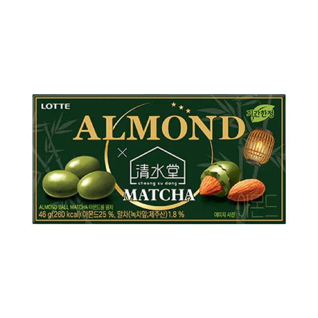 LOTTE MATCHA ALMOND BALLS 46g Box (Product of Japan)