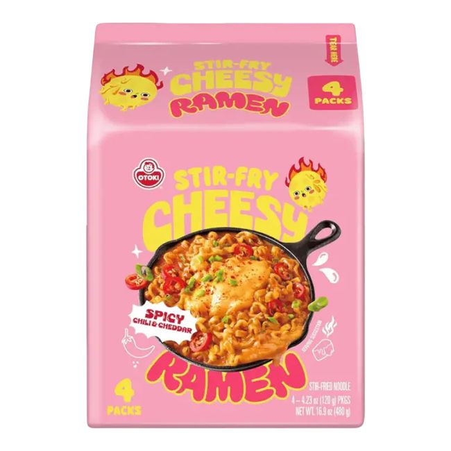 OTTOGI CHEESY RAMEN “ Spicy Chili and Cheddar  “ 444g (4Pack )(Product of South Korea )