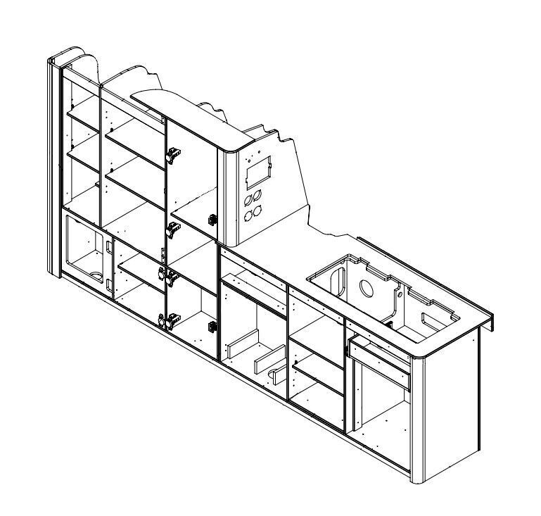 Küchenzeile als Möbelsatz für L2 (Radstand 5.38 m) in Arizona Eiche grau H1150