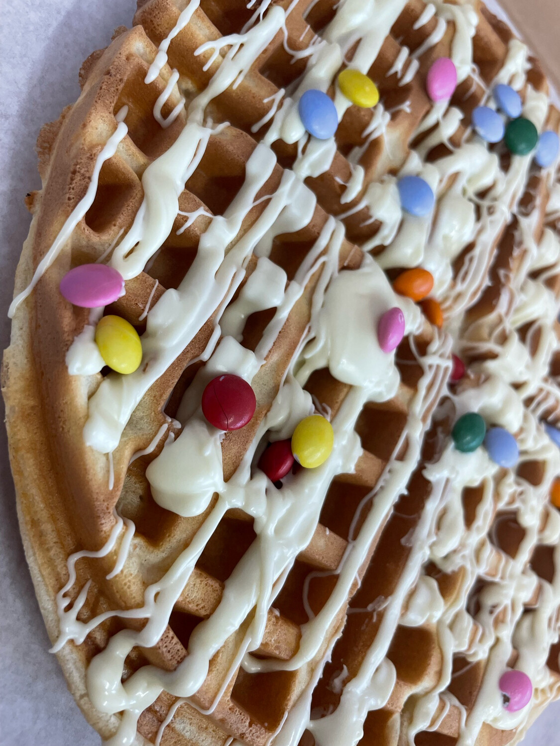 White Chocolate And Smartie Waffle