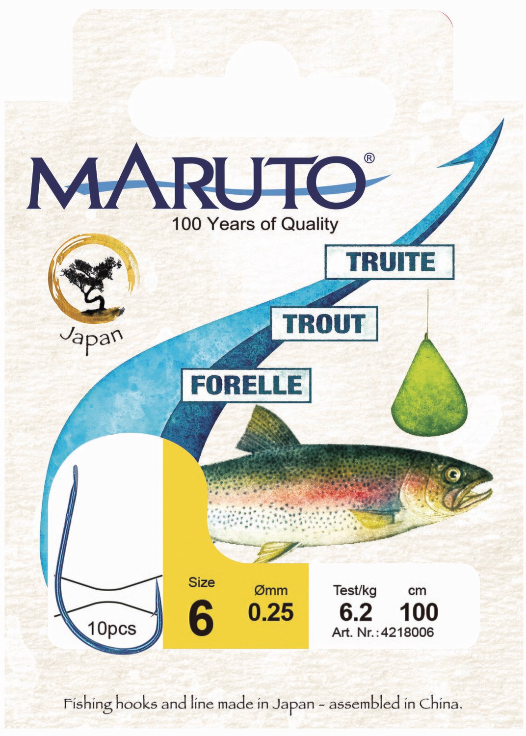 Maruto Forel Onderlijn Lengte 100 cm 10 stuks | diameter 0.15 en 0.20 mm