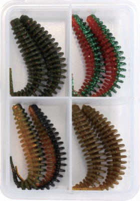 Paladin Gearomatiseerd forel Kunstaas Colorado Ecoworm Box Mix 3| Zwemmend | geur Inktvis | 6,5 cm | 8 stuks