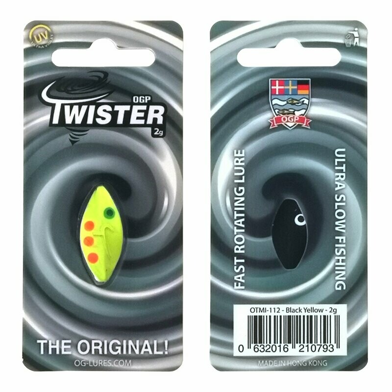 50 % korting OG Praesten Twister Inline Forel Spoon | Geel/Zwart | 2 gram | 50% UITVERKOOP