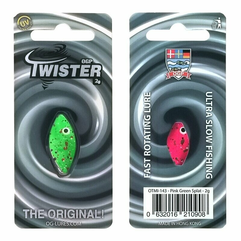 50 % korting OG Praesten Twister Inline Forel Spoon | Groen/Roze | 2  gram |  UITVERKOOP