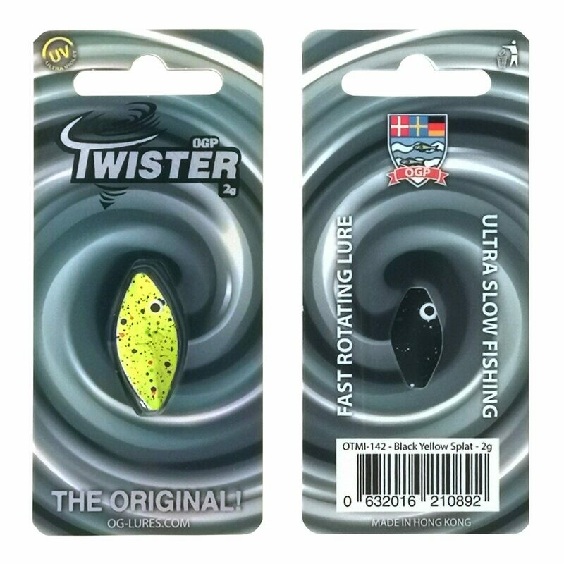 50% korting OG Praesten Twister Inline forel spoon | Geel/Zwart | 2 gram | 50% UITVERKOOP |  UITVERKOOP
