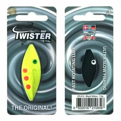 OGlures Praesten Twister Inline Spoon Geel/Zwart 7.5 gram