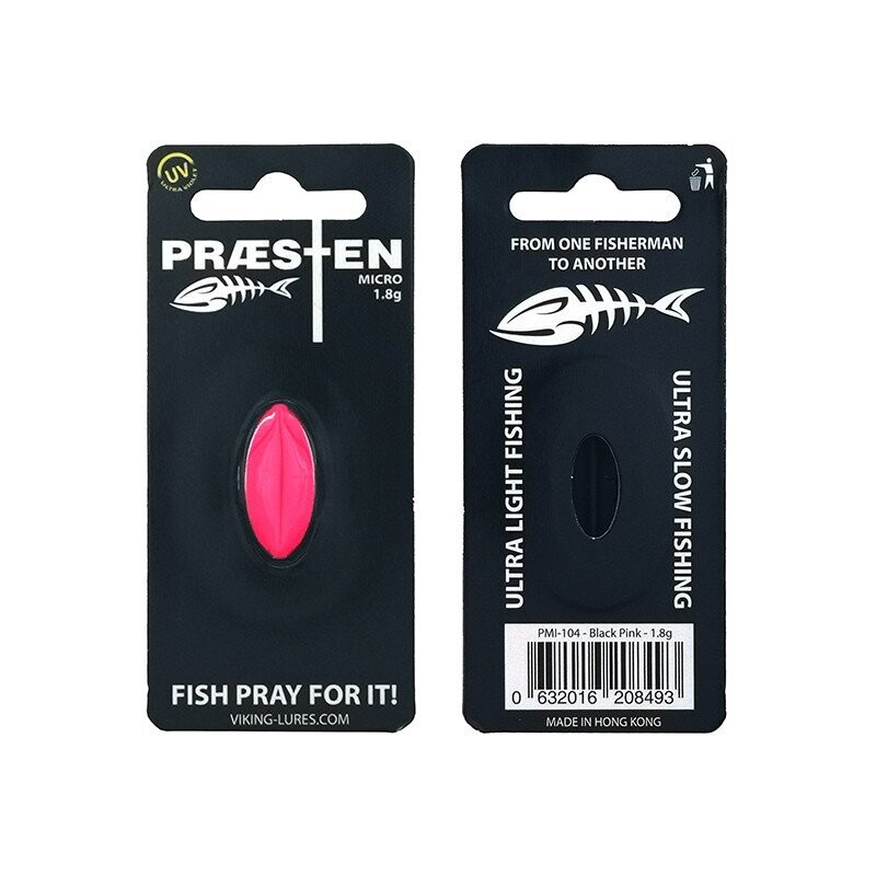 50% korting Praesten Inline forel spoon Micro | 1,8 gram | Zwart/Pink | UITVERKOOP