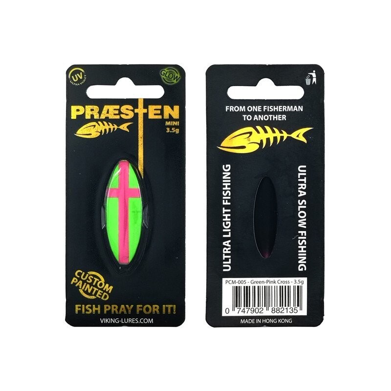 50% korting  Praesten Inline forel spoon Mini | 3,5 gram | Glow in the dark Groen Pink Zwart |  UITVERKOOP