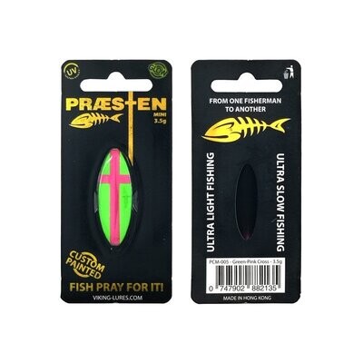 OGlures Praesten Inline forel spoon Mini | 3,5 gram | Glow in the dark Groen Pink Zwart