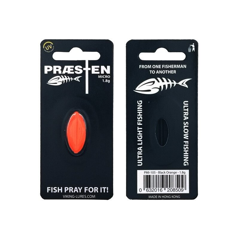 50 % korting Praesten Inline forel spoon Micro | 1,8 gram | Zwart/Oranje |