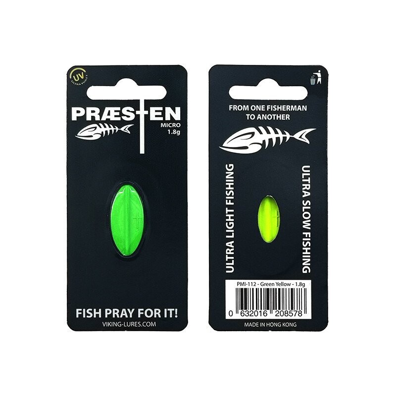 50 % korting Praesten Inline forel Spoon Micro | 1,8 gram | Groen/Geel |