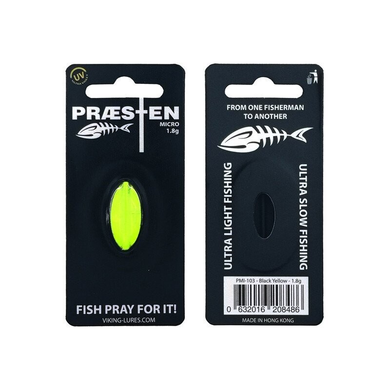 50 % korting Praesten Inline forel spoon Micro | 1,8 gram | Zwart/Geel |