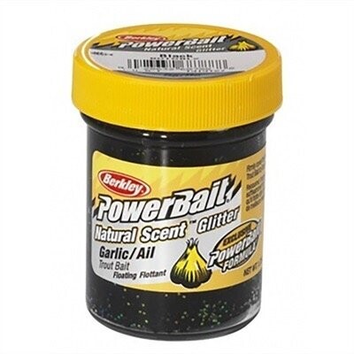 Berkley Powerbait Trout Bait Black glitter garlic knoflook