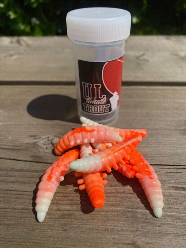 Ultimate Trout Lures | Made super soft kunstaas voor het forelvissen 7 stuks  oranje Wit