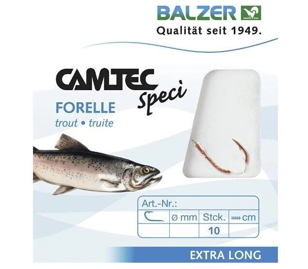 Balzer Camtec onderlijn 60 cm en 140 cm voor het vissen op forel en zalmforel 0.16mm