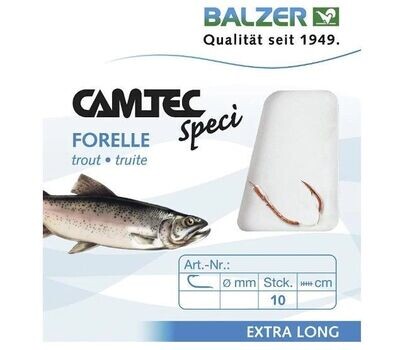 Balzer Camtec onderlijn 60 cm en 140 cm voor het vissen op forel en zalmforel 0.16mm