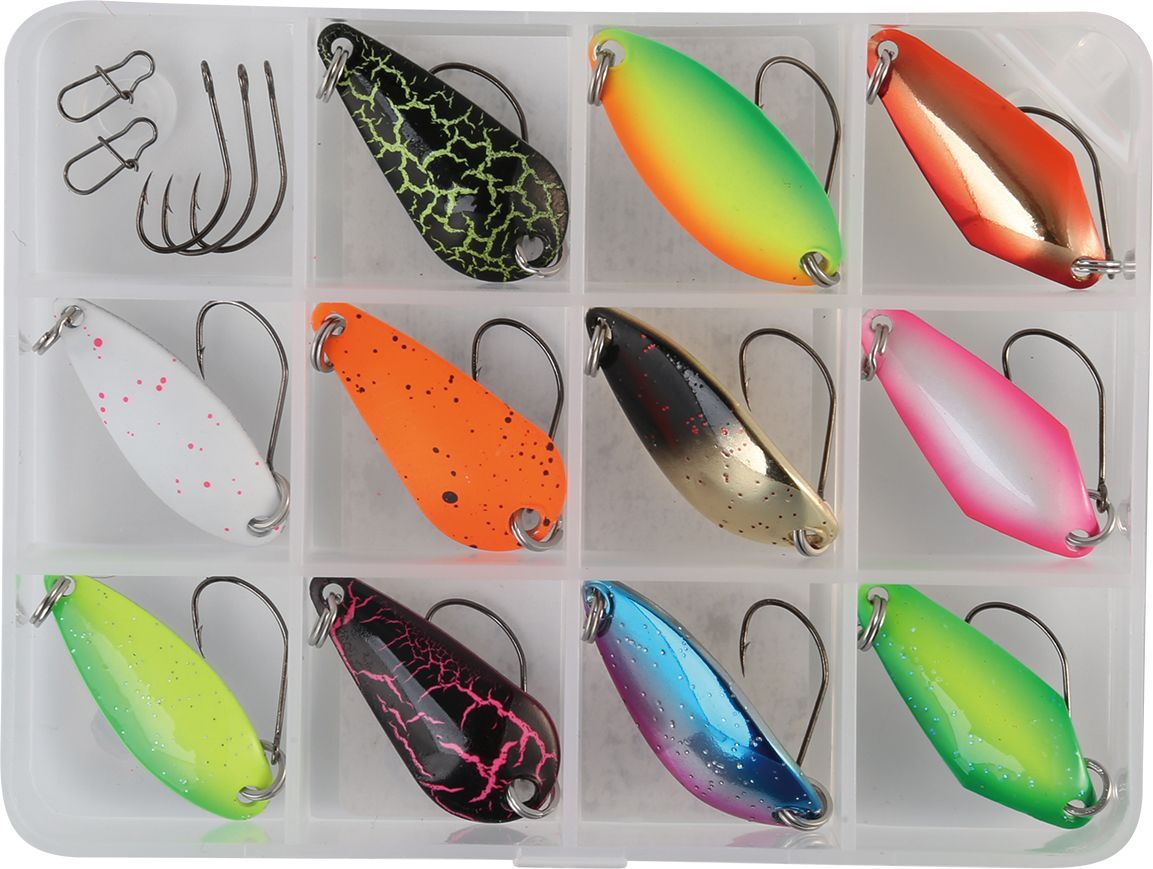 Paladin forel spoon Box Fantasy PRO 16 delige set type A  voor het vissen op forel en zalmforel