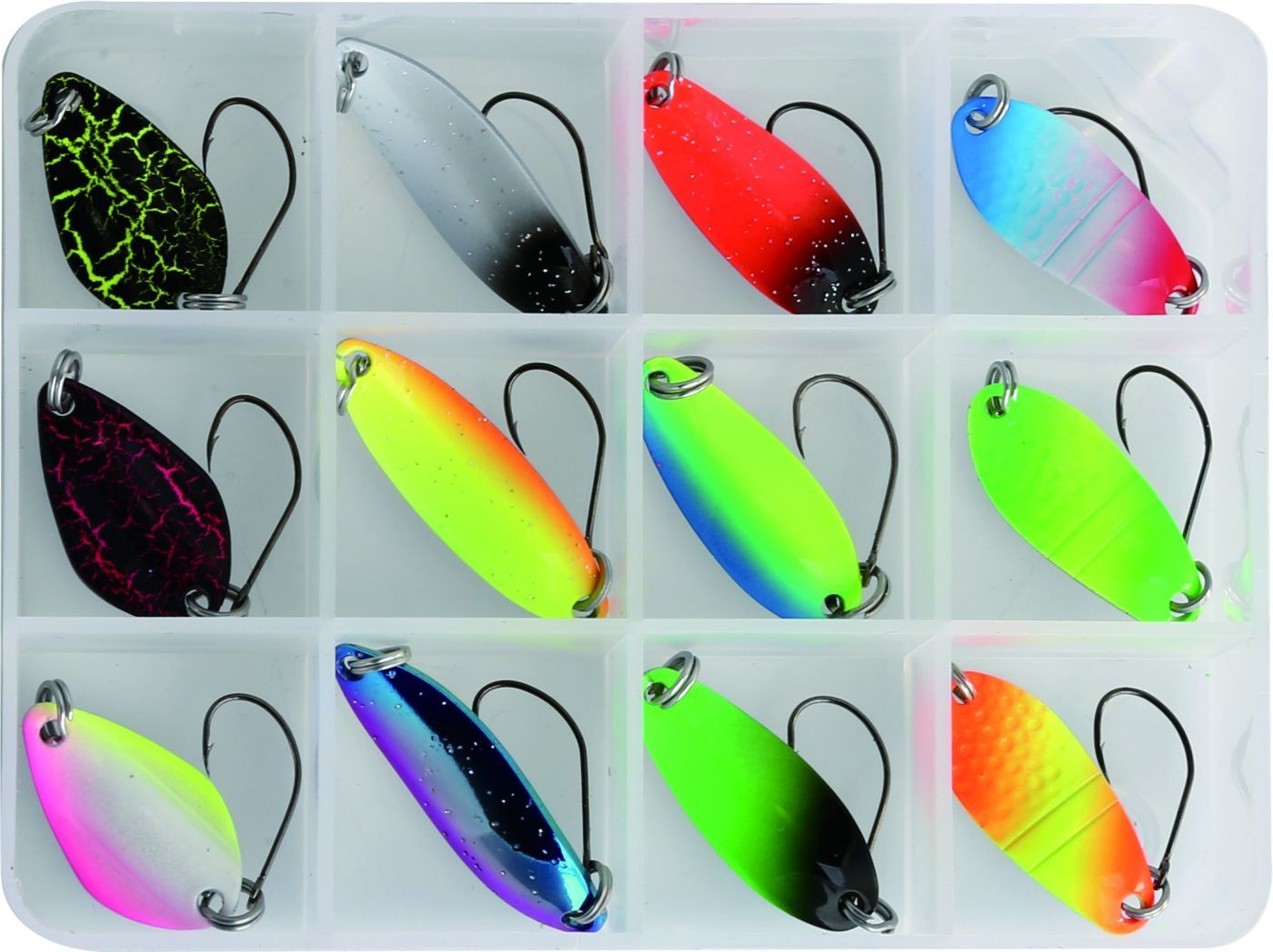 Paladin forel spoon Box Style 12 delige set voor het vissen op forel en zalmforel